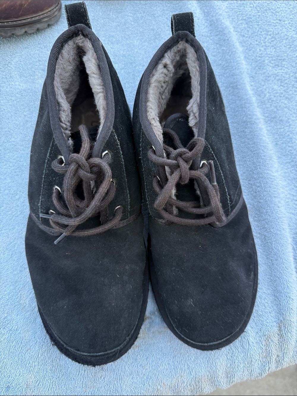 UGG Black Suede Chukka Boots with Shearling Lining